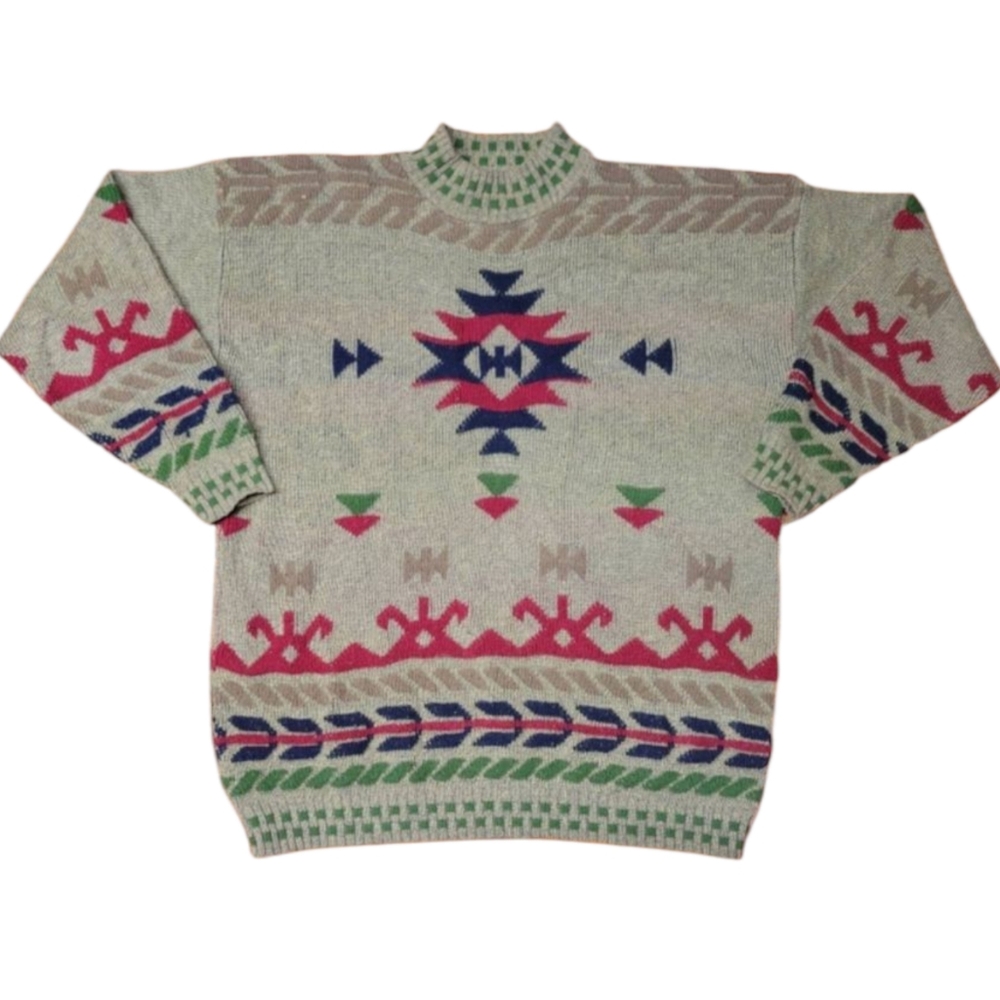 Vintage 1990s Bay Point Threads Acrylic Sweater Southwestern Size Large (A7)